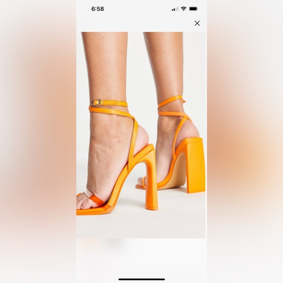 ASOS Orange heels with 4.5 inch heel and clear strap - Picture 2 of 7